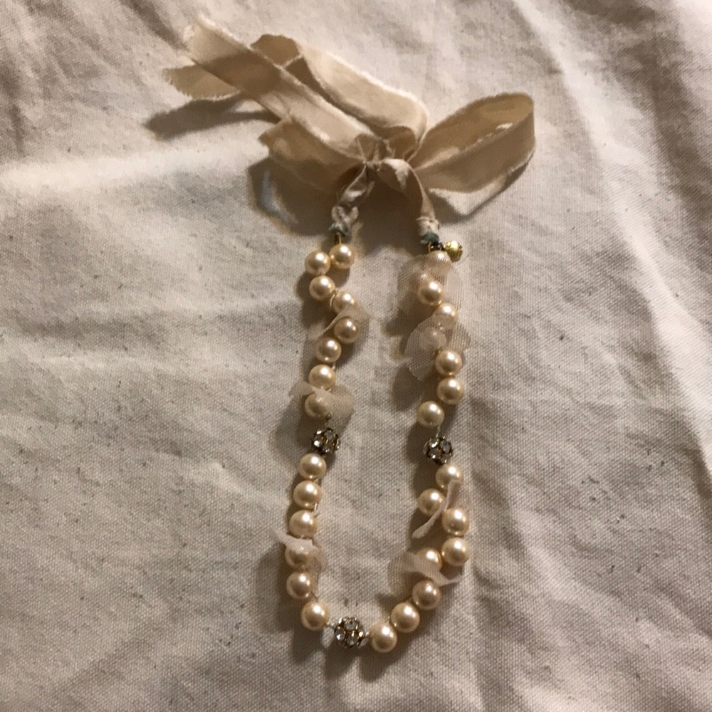 Silk Tie Cream Pearl J Crew Necklace
